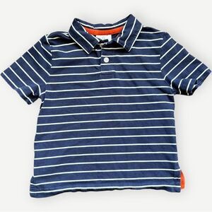 Hanna Andersson Boys Kids Blue & White Striped Short Sleeve Pocket Polo.5. 5T.